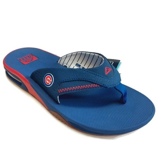 REEF Fanning X MLB Chicago Cubs Bottle Opener Sandals Mens Size 12 Womens 14 - Picture 1 of 12